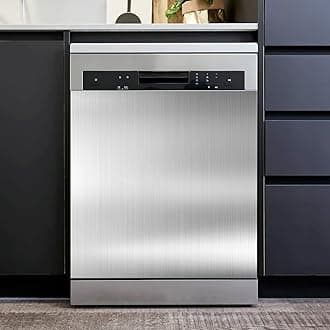 Silver Brushed Stainless Steel Dishwasher Magnet Cover - Decorative Kitchen Appliances Panel Decal - Refridgerator Decorate Sticker - 23.5"X30"