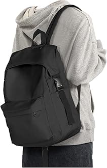 UPPACKBlack Backpack Lightweight Backpack for College Women Bag for Men Cute Aesthetic Backpack for Women Waterproof Casual Daypack for Men