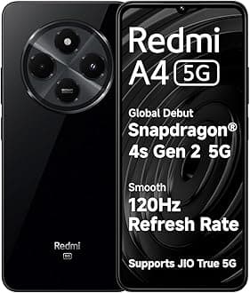 Redmi A4 5G (Starry Black, 4GB RAM, 128GB Storage) | Global Debut SD 4s Gen 2 | Segment Largest 6.88in 120Hz | 50MP Dual Camera | 18W Fast Charging