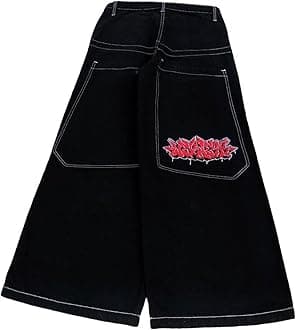 JNCO Jeans High Street Embroidered Hip Hop Wide Leg Pants Loose Casual Jeans Boot Cut Jean Women