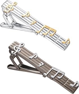 2Pcs Tie Clip Set for Men Unique Silver Gold Black Tie Clip Personalized Tie Bar Clip Fathers Day Birthday Wedding Jewelry