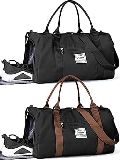 WISEPACKGym Bag Womens,Travel Duffel Carry on Bag Sport Tote Bag Weekend Overnight Bag, A5-Black Brown, Gym Bag