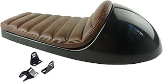 Brown Hump Retro Motorcycle Cafe Racer Seat Vintage Style Cushion Saddle (Vintage Matte Black Base Finish,Subframe Modification is Required)