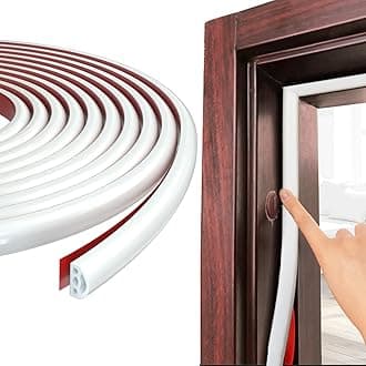 Esufeir 6M White D-Shape Rubber Door Seal Upvc Window Weather Stripping Replacement for 2.5-6mm Gap,Self Adhesive PVC Sound Proofing Door Frame Strip Draft Excluder,Insulation Tape Noise Wind Blocker