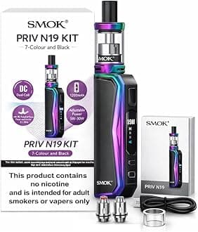 PRIV N19 Vape Kit [Rainbow Black] 1200mAh Integrated Battery Pen Style Mod UK Compliant 2ml Capacity No Nicotine