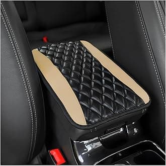 Car Center Console Cushion Pad, Universal Leather Waterproof Armrest Seat Box Cover Protector,Comfortable Car Decor Accessories Fit for Most Cars, Vehicles, SUVs (Beige)