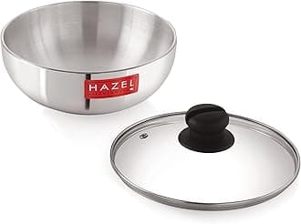 HAZEL Aluminium Kadai Without Handle | Aluminium Tasra Tasla Cookware with Glass Cover Lid, 2300 ML