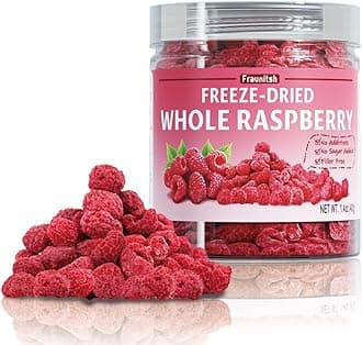 Fraunitsh Freeze-Dried Raspberries 1.4oz | Natural Raspberries | Crunchy Raspberry Fruit Snacks | No Sugar & No Additives | Whole Raspberries for Yogurt, Oatmeal, Smoothies, Baked Goods (1.4oz/ 40g)