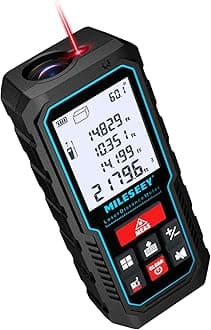 - Laser Measure Device, MiLESEEY 229ft Digital Laser Tape Measure with Upgrade Electronic Angle Sensor, 2mm Accuracy, Area Measurement,Volume and Pythagoras, 2" LCD Backlit,Mute, Battery Included
