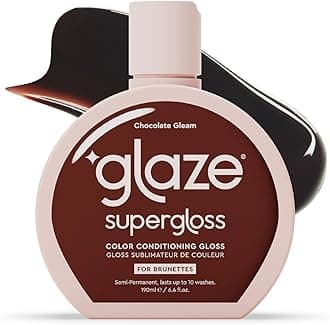Glaze Supergloss Color Conditioning Gloss With Dispensing Pump – Hydrating Semi-Permanent Color Hair Gloss & Shine Boost – For Dark Brown Hair – 6.4 Fl Oz - Chocolate Gleam