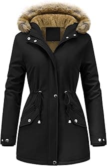 FemiChic Women Winter Coat Waterproof Fleece Lined Jacket Warm Ladies Parka D...