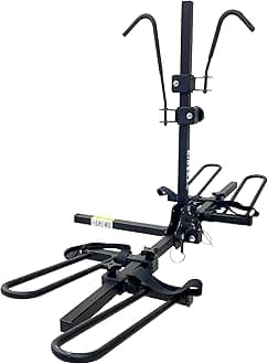 KAC E2 1.25" & 2" Hitch Mounted Rack 2-Bike Platform Style Carrier for Standard and Fat Tire Bicycles - 2 Bikes X 30 lbs (60 lbs Total) Heavy Weight Capacity - Hitch Adapter Included