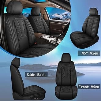 2PCS Front Leather Car Seat Covers Fit for Mitsubishi Eclipse Cross 2018-2026 Waterproof and Anti Staining Auto Protector Car Seat Covers (Black)
