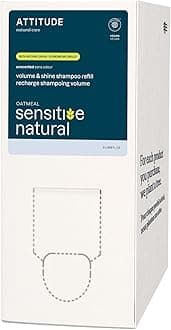Volume and Shine Hair Shampoo for Sensitive Dry Scalp, EWG Verified, Soothing Oat, For Thin Hair, Naturally Derived Ingredients, Vegan and Plant-Based, Unscented, Bulk Refill, 67.6 Fl Oz