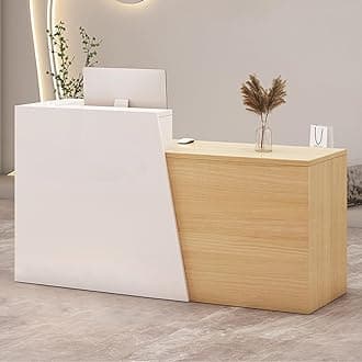 Retail Reception Desk with Storage, Modern Checkout Counter for Store, Anti-Scratch Front Desk for Salon, Boutique, Cafe – Easy Assembly D 70.9" × 16.5" × 39.4"