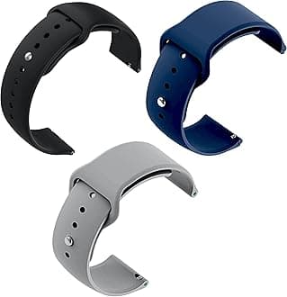 Soft Silicone Strap Replacement Band for Apple || Realme || Boat || Noise || Fireboltt || Amazfit || Samsung || Oneplus Smart Watch Straps (Black/Blue/Grey, 24MM)