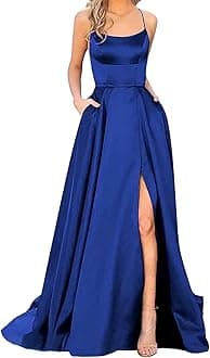 JOFOW Prom Dresses Ladies Long Women Elegant Backless Long DressesCrisn Satin Spaghetti Party Prom Womens Gowns Formal