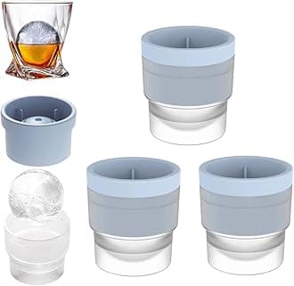 Chiclify Ice Ball Maker Mold, Slow Melting Round Ice Cube Molds with Lids, Reusable Silicone Sphere Ice Mold Maker for Bourbon Whiskey, Cocktails, Easy To Demould and Clean (Blue,3PCS)
