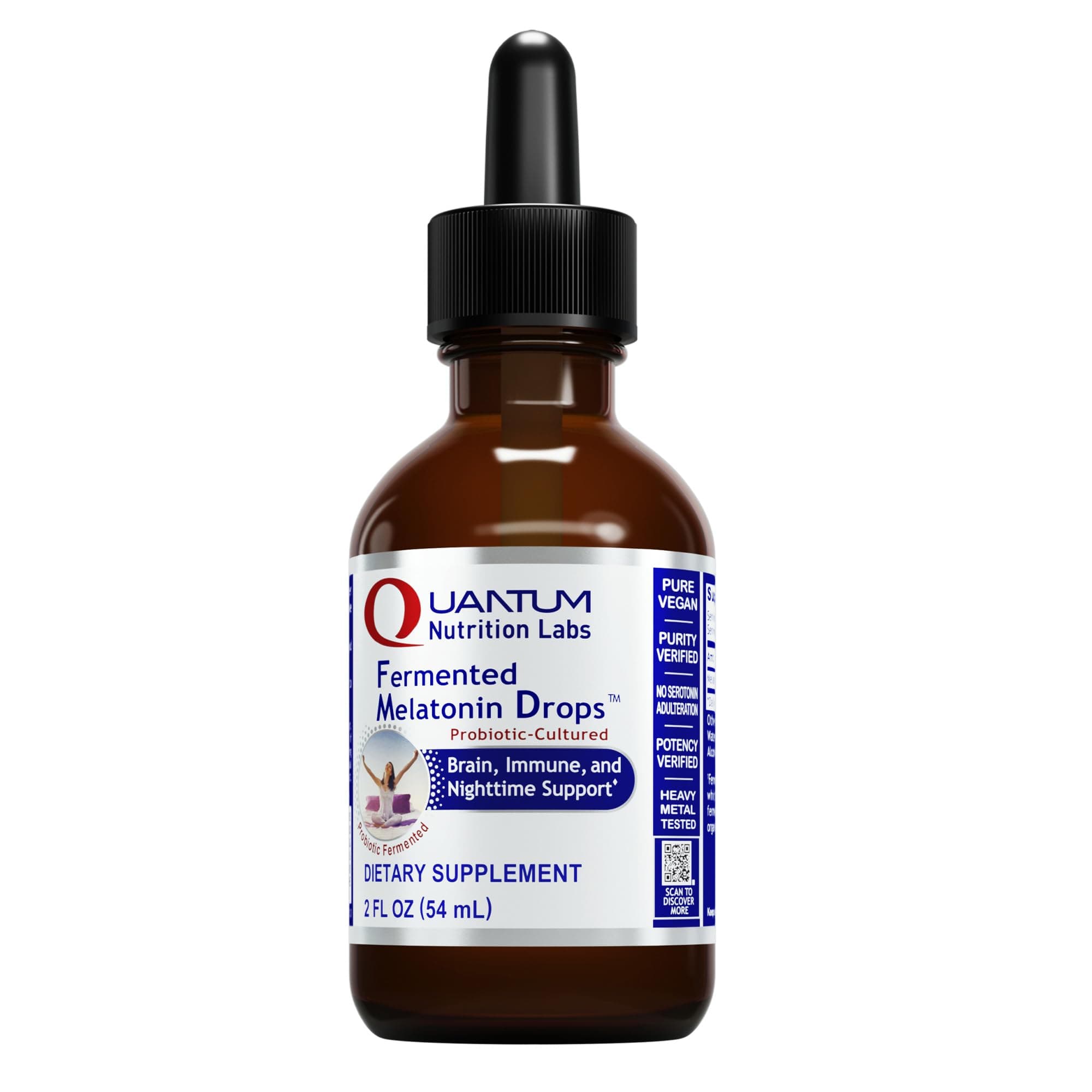 Quantum Nutrition Labs Fermented Melatonin Drops - Melatonin Liquid for Adults, Sleep Support, Made with Organic Ingredients, Vegan Friendly - 2 Fl Oz (54 Servings)