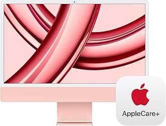 Apple 2023 iMac All-in-One Desktop Computer with M3 chip: 8-core CPU, 8-core GPU, 24-inch Retina Display, 256GB SSD Storage. Works with iPhone/iPad; Pink With AppleCare+ (3 Years)