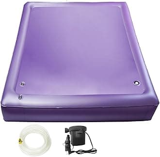 Free Flow Full Wave Water Bed Mattress - PVC Square Purple Soft Side Water Bed, Comfortable Folding Water Mattress Set for Elderly, Kids and Adults (California King, 72 x 84 x 7.9 inches)