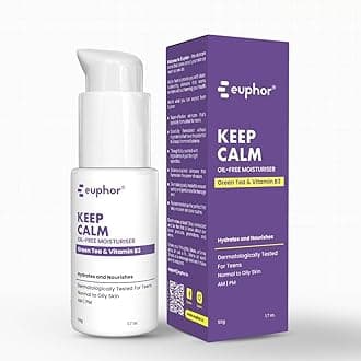 Euphor Teens | Oil-free Gel Moisturizer- KEEP CALM | Controls Acne | Light Weight Hydration for Oily and Acne-prone Skin | Witch Hazel Extract, Niacinamide, Green Tea | PEG-free, Paraben-free, Sulphate-free | 50g | For Women and Men