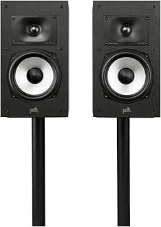 Polk Audio Monitor XT20 High-Resolution Bookshelf Loudspeakers, Hi-Res Certified Performance, Dolby Atmos Certified & DTS:X Compatible, Black