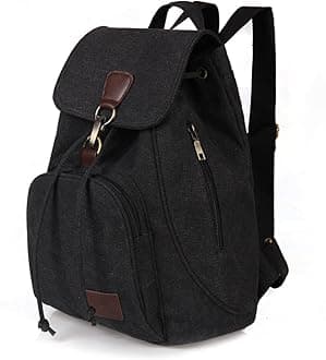 - Canvas Fashion Backpacks Purse Casual Outdoor Shopping Daypacks Sports Rucksack Hiking Travel Multipurpose Bag Black