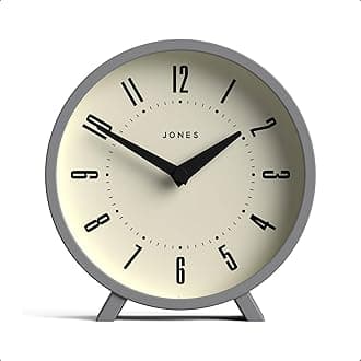 Venus Desk Clock | Modern Round Design | Gray | Stylish Retro Look for Shelf, Table, Mantel or Bedside