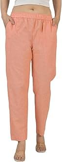 Qashida Women's Cotton Linen Pants, Regular Fit, Fully Elasticated, 2 Side Pockets