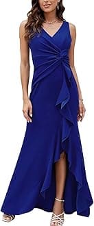 FQAFormal Evening Dresses for Women Elegant Evening Party Prom Dress Long Sexy V Neck Sleeveless Split Wrap