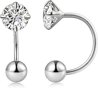 Huggie Half Hoop Earrings for Women with Ball Screw Back, 1/2 Inches Small Gold Hoop Earrings