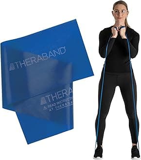 THERABAND Professional Resistance Band, Blue Level 4 Extra Heavy, 5 ft Exercise Band for Physical Therapy, Strength Training, Upper and Lower Body Workouts, Yoga and Pilates