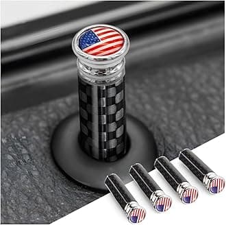 Moly Magnolia 4PCS Car Door Lock Knobs, American Flag Carbon Fiber Door Lock Pin Cover, Decorative Modification Door Lock Bolt Pin Cover, Auto Accessories Universal for SUV, Truck, Van (Red Flag)