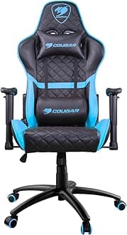 Cougar Gaming Chair Armor One, Steel-Frame, Breathable Pvc Leather, 180° Recliner System, 120Kg Weight Capacity, 2D Adjustable Arm-Rest, Steel 5-Star Base - Sky Blue
