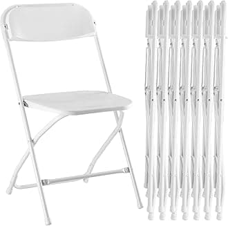 - Sweetcrispy Folding Chair 8 Pack, Plastic Foldable Chairs with 330-Pound Capacity, Sturdy Metal Portable Chair, Easy to Use and Store, Outdoor and Indoor, for Home, Office, Party, Comfy, White