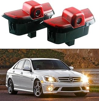 Car LED Logo Projector Puddle Door Lights fits for 2007-2014 Mercedes-Benz C-Class W204 Accessories, No Fade 4K-HD Car Courtesy AMG Welcome Lights