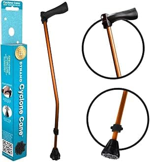 Dynamo Cyclone Walking Cane – Adjustable Cane for Women, Men & Seniors – Stylish Single Point Walking Stick for Balance & Support – Lightweight, Heavy Duty Walking Aid for Stability & Comfort (Orange)