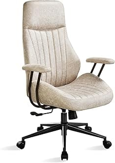 ovios Ergonomic Home Office Chair (Beige, Suede Leather)