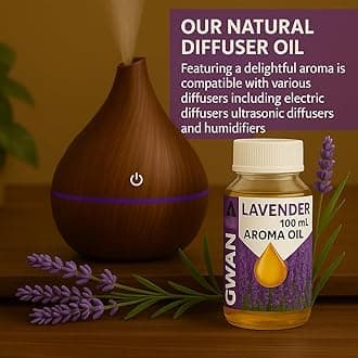 Gwan Lavender Aroma Oil for Home Fragrance | Best for Aromatherapy | Helps in meditation | Used in Diffusers, Candles, Air Fresheners, Soaps, Humidifier, Diffuser | Essential Oil 100 ml,