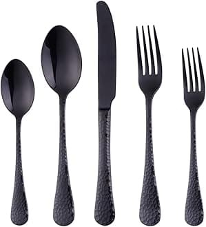 20-Piece Black Flatware Silverware Set, Bisda Stainless Steel Cutlery Sets, Multipurpose Use for Home, Kitchen, Restaurant, Hotel Tableware Utensil Service for 4