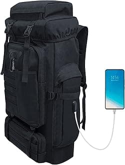 80L Hiking Backpack Camping Rucksack, 100 liters Large Capacity Outdoor Knapsack Travel Climbing Mountaineering Carry On Backpack Bag, Trekking Backpacking for Men Women, Black