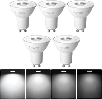 Linkind 5 x Dimmable LED Bulbs, GU10, Replacement of Halogen Bulb, 75 Watt, 640 Lumens, 5000 K Cold White Spotlight Bulb with Wide 110° Beam Angle, MR16 LED Bulb.