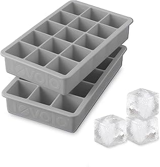 Tovolo Perfect Ice Mold Freezer Tray of 1.25" Cubes for Whiskey Bourbon, Spirits & Liquor, BPA-Free Silicone, Fade Resistant, Set of 2, Oyster Gray