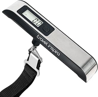 Travel inspira Luggage Scale, Portable Digital Hanging Baggage Scale for Travel, Suitcase Weight Scale with Rubber Paint, 110 Pounds, Battery Included(Stainless Steel, Black)