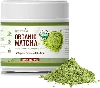 MatchAiA Organic Ceremonial Matcha Green Tea Powder - Superior Ceremonial Grade, First Spring Harvest, USDA Certified, 100% Pure - Sugar Free, Gluten Free (40g / 1.4oz Tin)