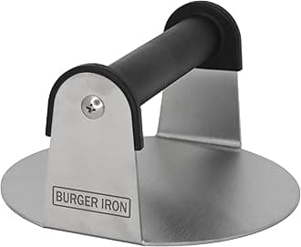 Burger Iron Smash Burger Press, 6 Inch Burger Press, Stainless Steel, Round Flat Bottom, Hamburger Smasher Tool, Ideal For Griddle, Grill, Flat Top, Kitchen Accessories