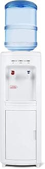 5 Gallon Top Loading Water Dispenser, Electric Hot/Cold Water Cooler Dispenser with Child Lock and Storage Cabinet for Home Office Use, White