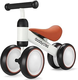 Baby Balance Bike for 12-24 Month Toddler, Toys for 1 Year Old Kids, No Pedal Infant 4 Wheels Baby Walker, Ride On Toys for Boys & Girls, Best First Birthday Gifts Children (White)