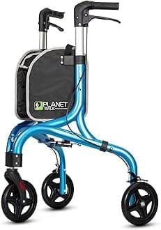 Premium 3 Wheel Rollator Walker for Seniors - Ultra Lightweight Foldable Walker for Elderly, Aluminum Three Wheel Mobility Aid, Brilliant Blue